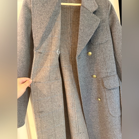Sandro Wool Gray Double Faced Check Belted Trench Coat US4/FR36 - Picture 13 of 17